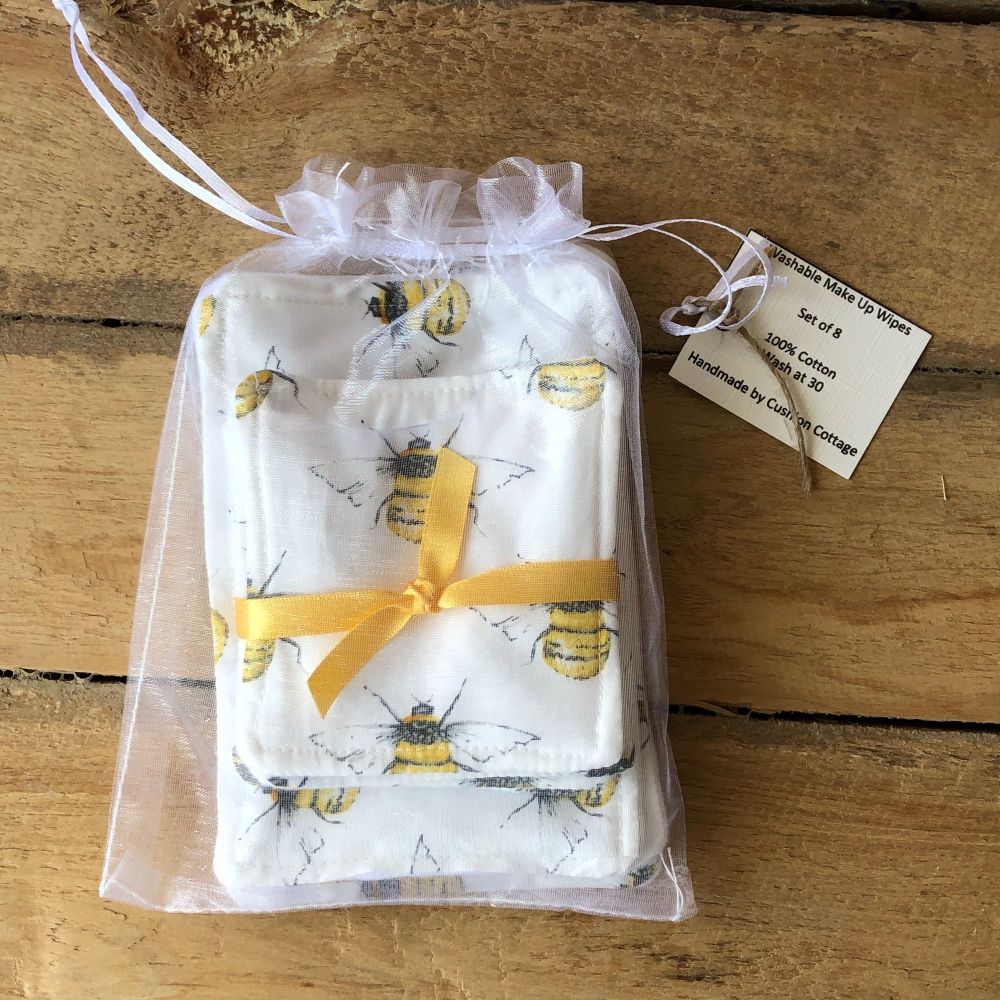 Large Pack Cotton Washable Make Up Wipes - Bees White