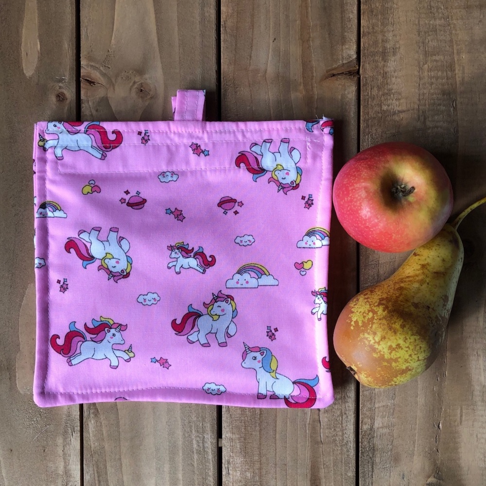 Washable Snack and Sandwich Bag - Pink Unicorns