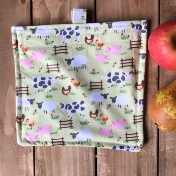 Washable Snack and Sandwich Bag - Farm