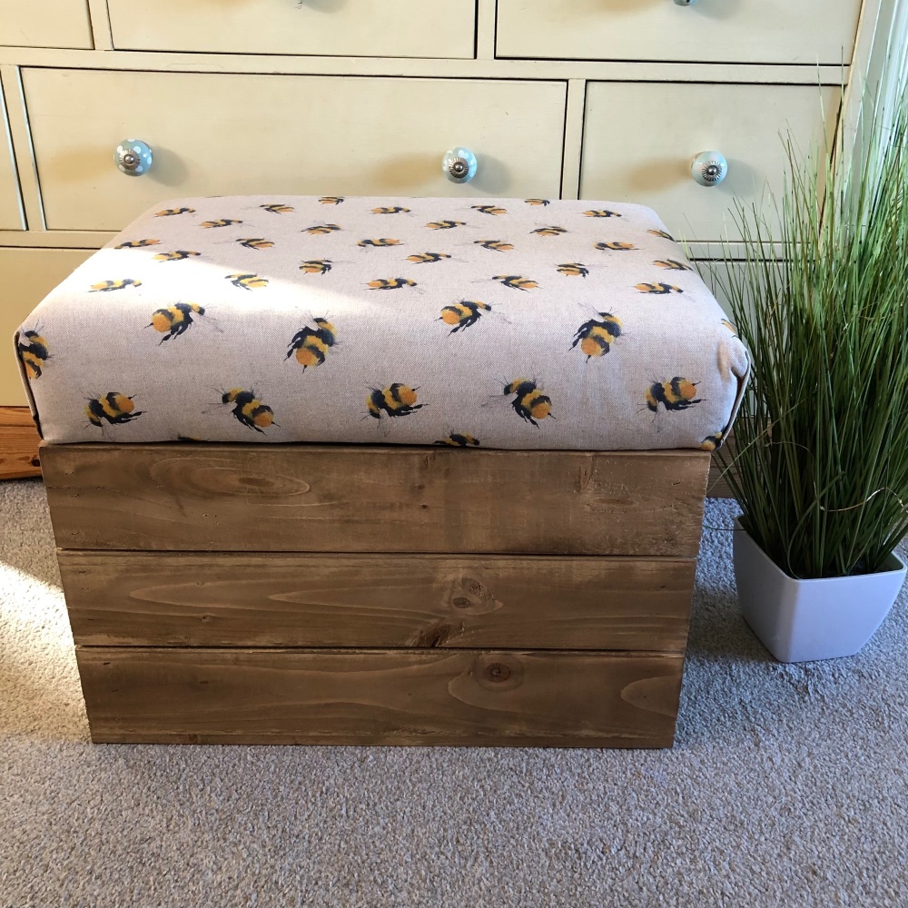 Wooden Vintage Style Apple Crate Storage Seat- Linen Bee