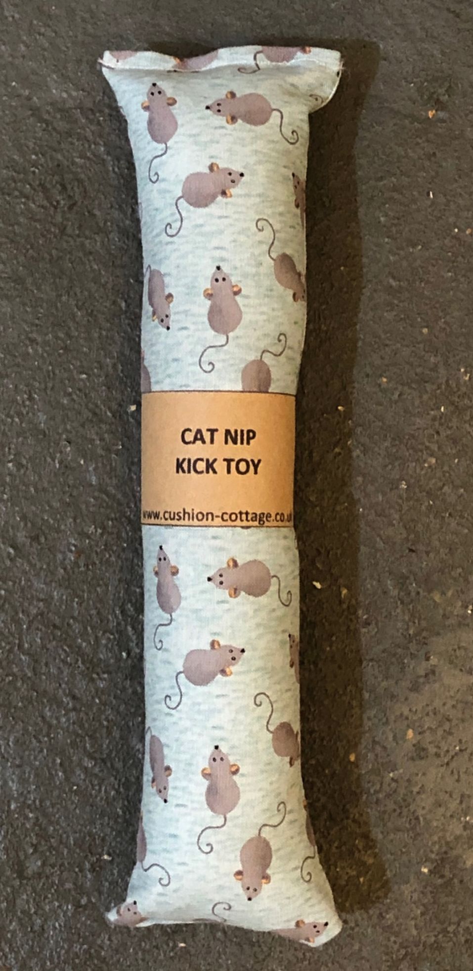 Cat Nip Kick Toy - Grey Mice on Blue