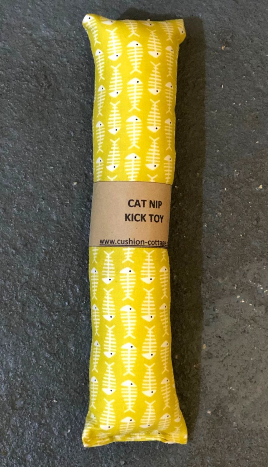 Cat Nip Kick Toy - Yellow Fish Bones