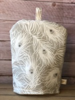 Large Cafetiere Cosy - Larger SIze - Grey Peacock Feather