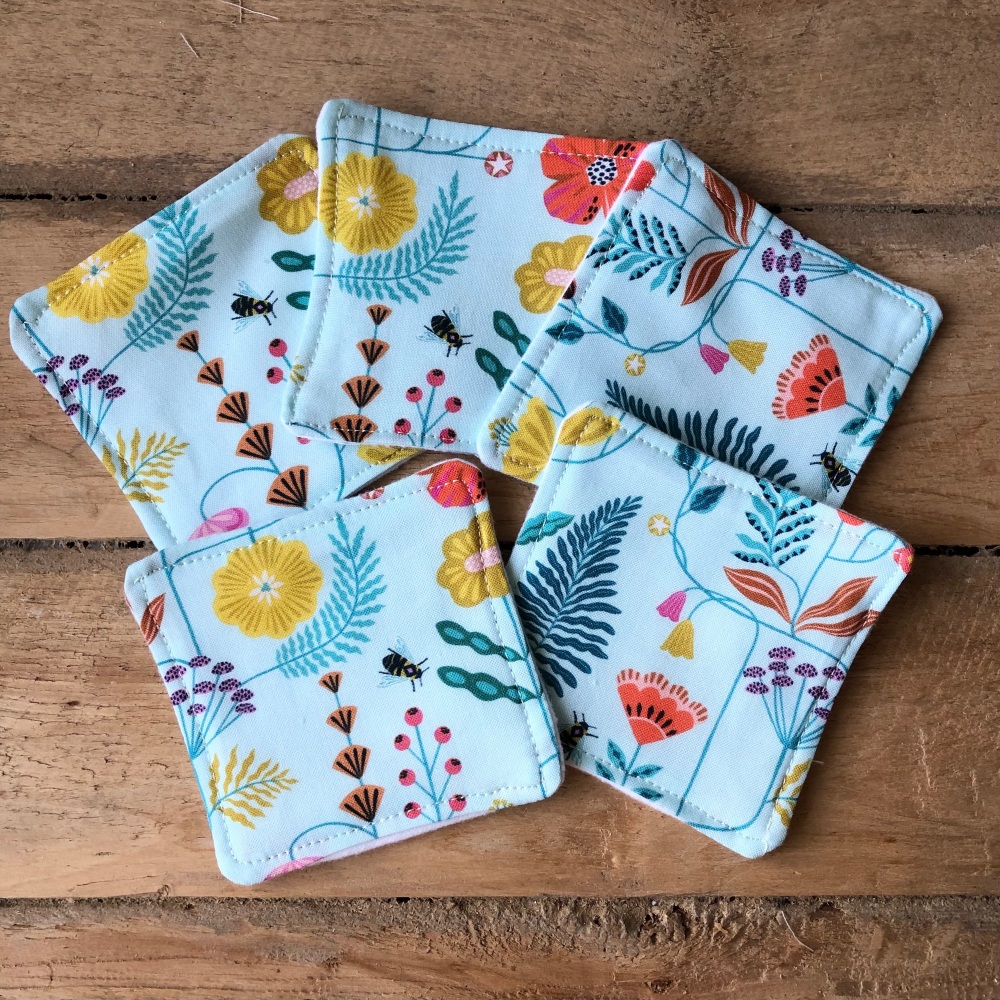 Cotton Washable Make Up Remover Pads - Bees and Flowers