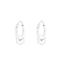 Sterling Silver Hoops with Flower