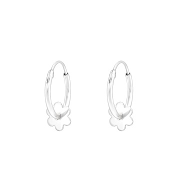 Sterling Silver Hoops with Flower