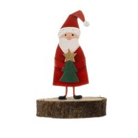 Santa with Tree on Wood slice