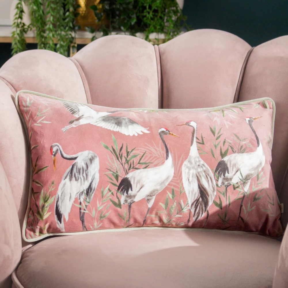 Rectangle Cushion - Velvet Oriental Crane