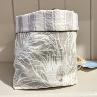 Fabric Storage Basket - Grey Peacock Feather