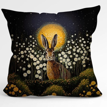 Velvet Cushion - Hare and Moon