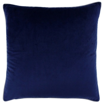 Large Velvet Cushion - Navy and Silver