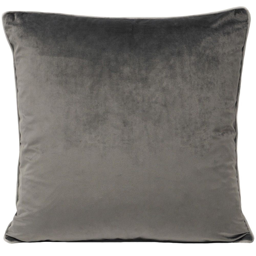 Large Velvet Cushion - Charcoal and Dove