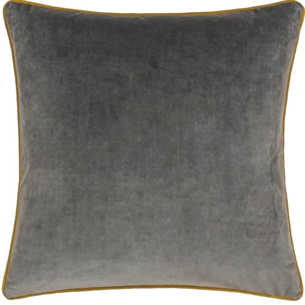 Large Velvet Cushion - Charcoal and Moss