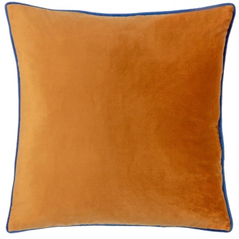 Large Velvet Cushion - Ginger and Navy