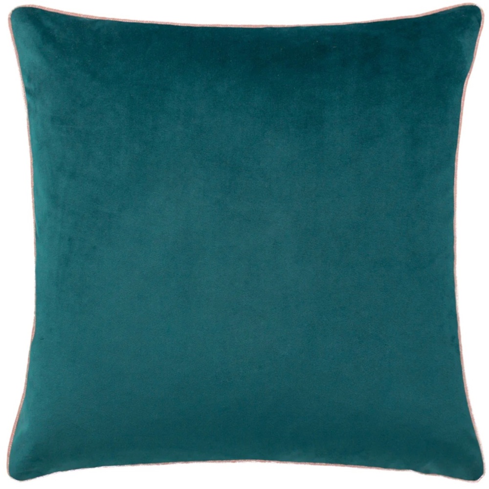 Large Velvet Cushion - Petrol and Blush