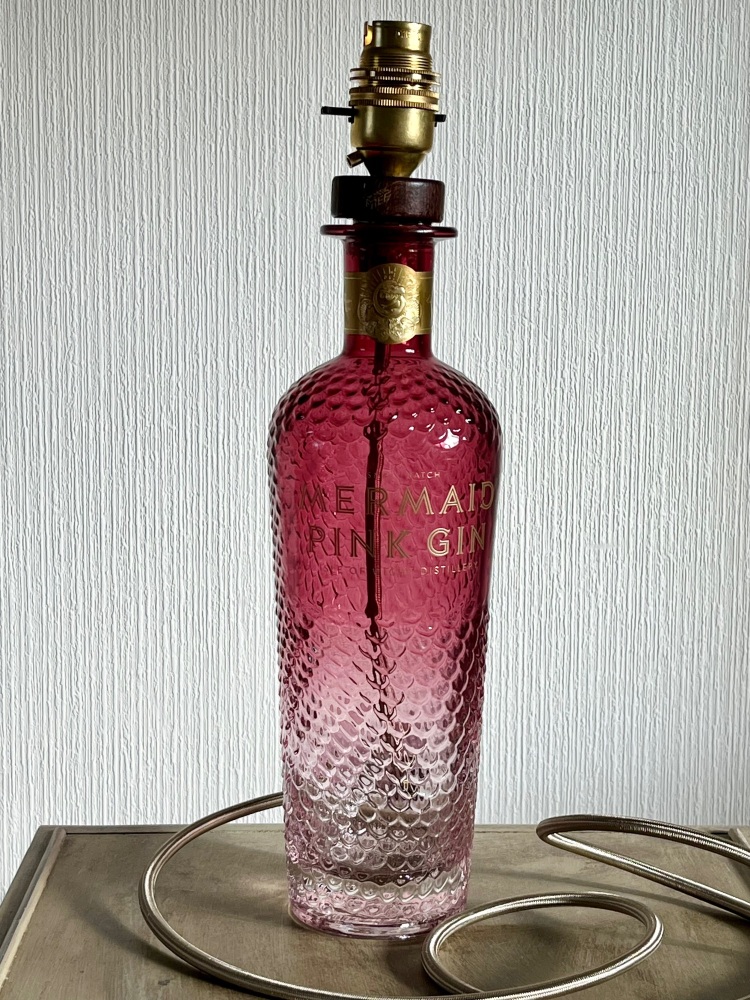 Mermaid Pink Gin Bottle Lamp