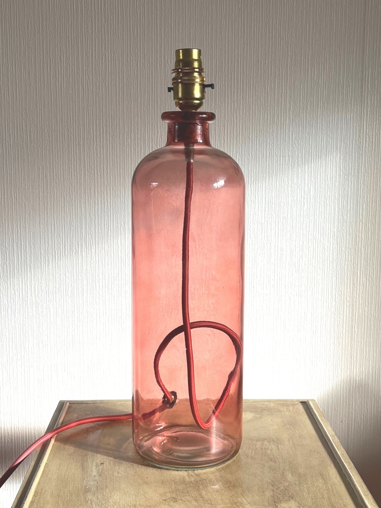 Recycled Glass Tall Pink Lamp