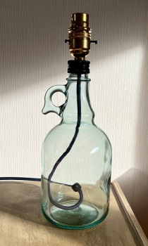 Green Tinged Recycled Flagon Lamp with Lead Flex