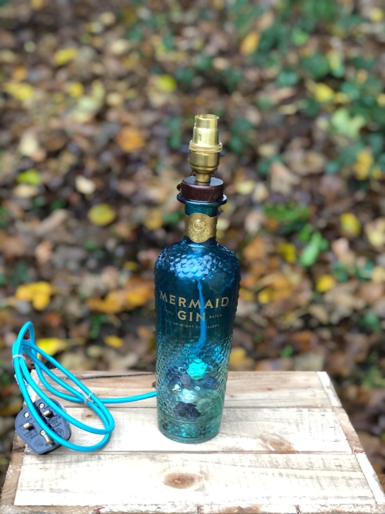 Mermaid Gin Bottle Lamp - BLUE ONLY