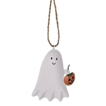 Hanging Tin Ghost with Pumpkin