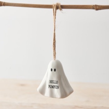 Hanging Ceramic Ghost - Hello Pumpkin