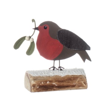 Shoeless Joe - Standing Decoration - Robin on Log