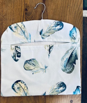 Handmade Peg Bag - Blue Feathers