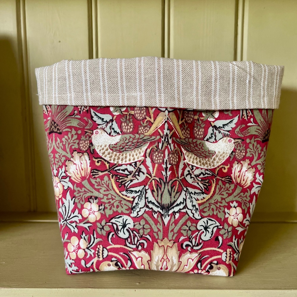 Fabric Storage Basket  - William Morris - Strawberry Thief - Red