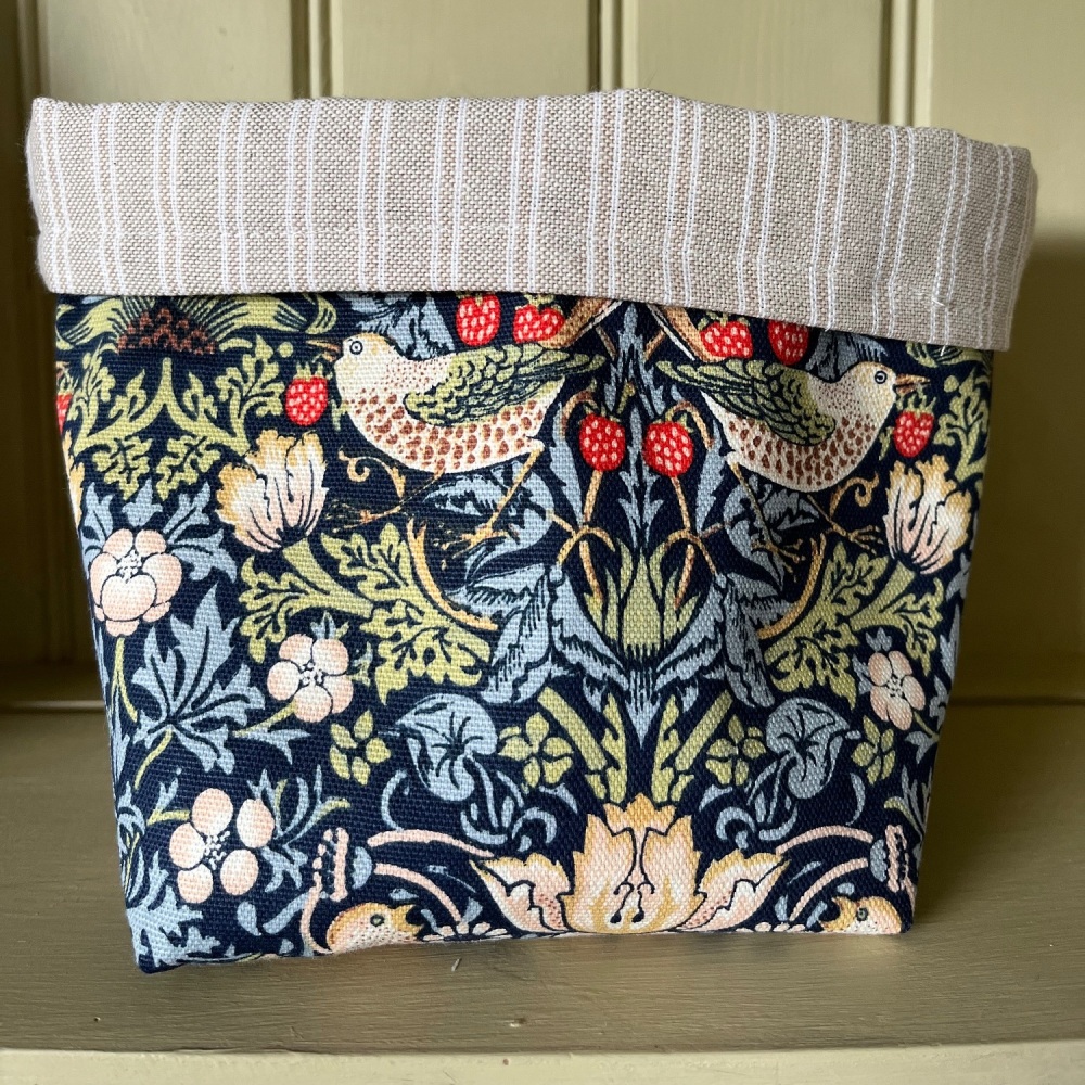 Fabric Basket - William Morris - Strawberry Thief - Blue