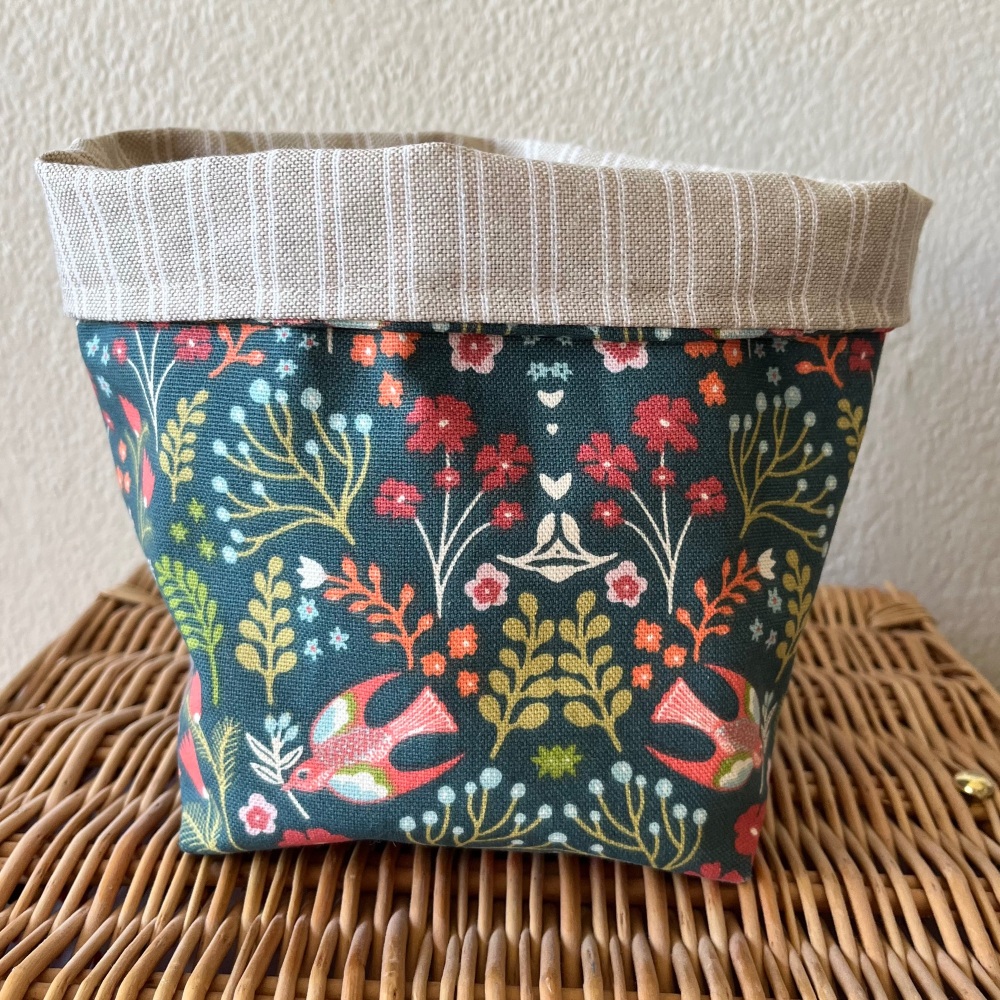 Fabric Basket - Folky Birds