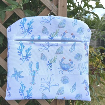 Handmade Peg Bag - Outdoor Fabric - Blue Ocean