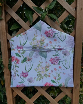 Handmade Peg Bag - Outdoor Fabric - Cottage Garden  White