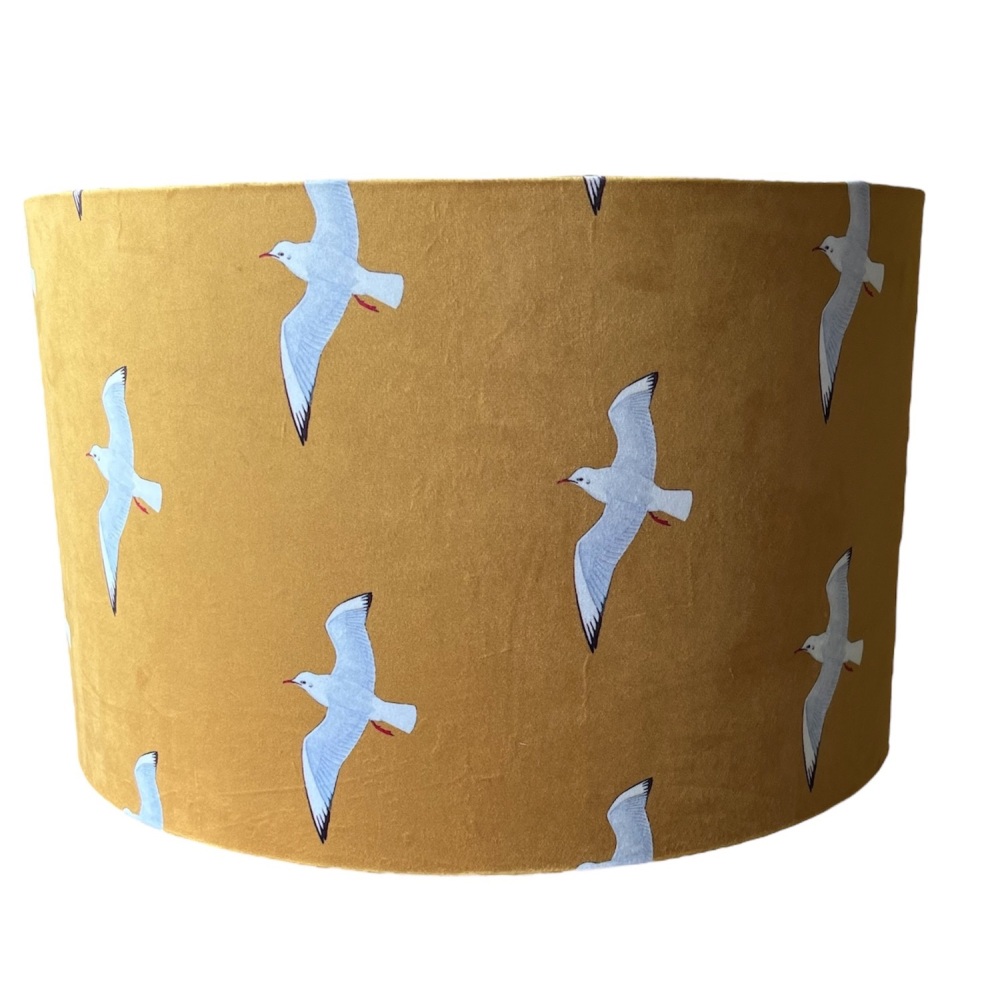 Lampshade - Luxury Velvet - Izabella Peters - Seagulls - Gold - 40cm
