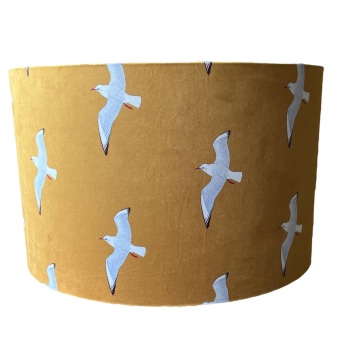 Lampshade - Luxury Velvet - Izabella Peters - Seagulls - Gold - 40cm