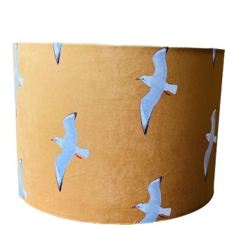 Lampshade - Luxury Velvet - Izabella Peters - Seagulls - Gold - 30cm