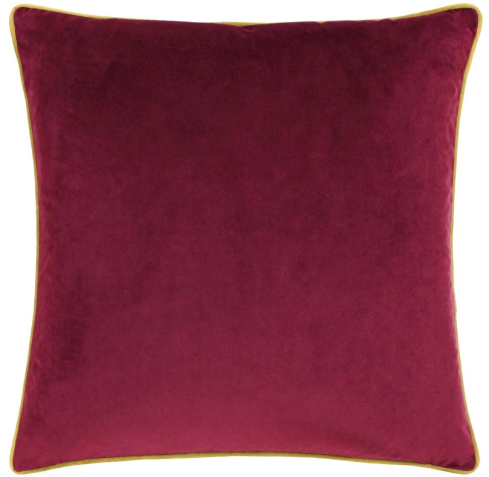 Large Velvet Cushion - Maroon and Moss