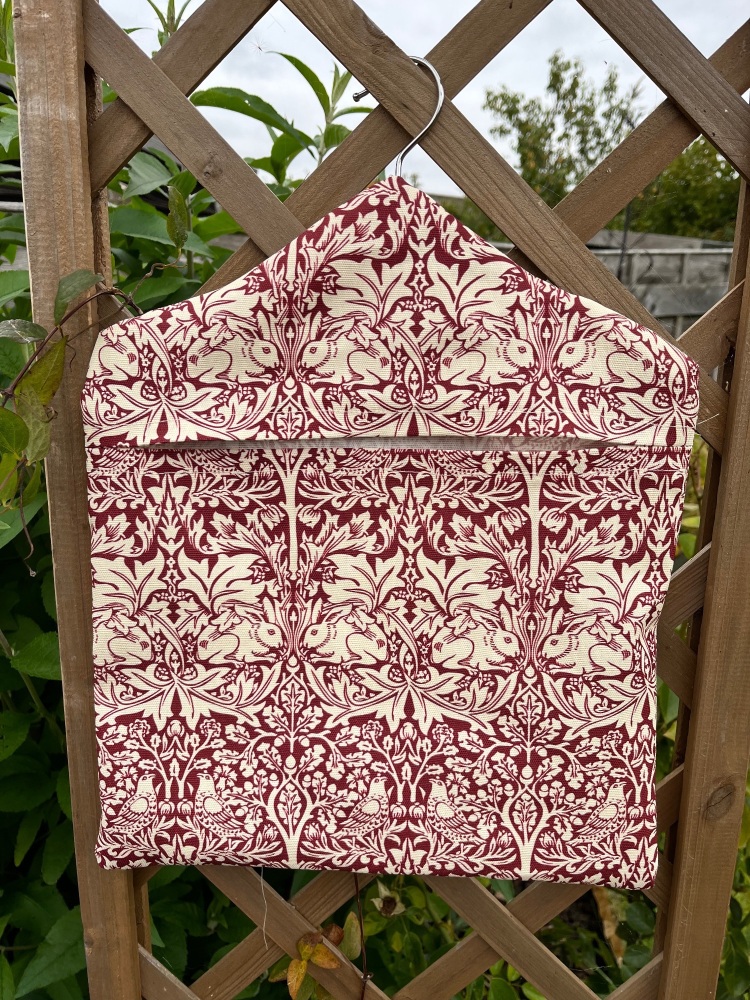 Handmade Peg Bag - William Morris - Brother Rabbit - Red