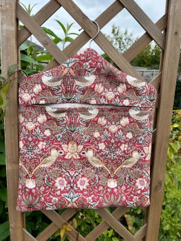 Handmade Peg Bag - William Morris - Strawberry Thief - Red