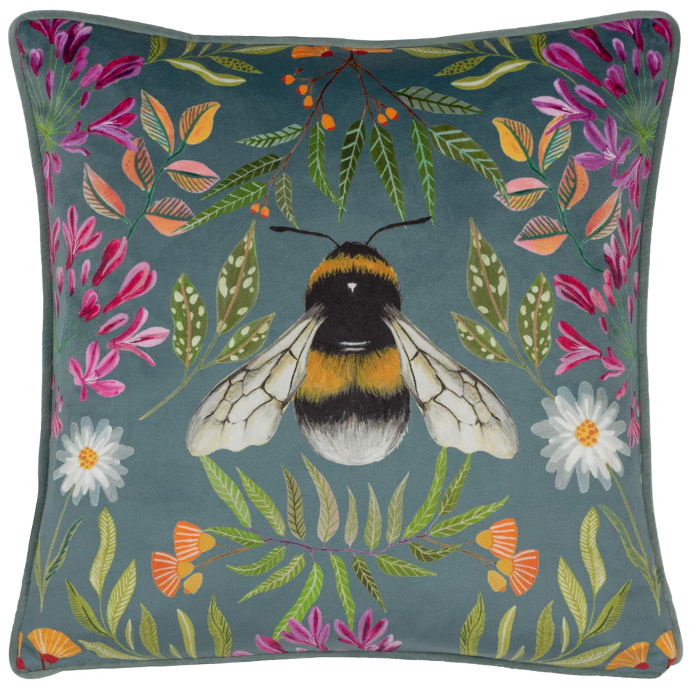 Velvet Cushion - Zinnia Bee