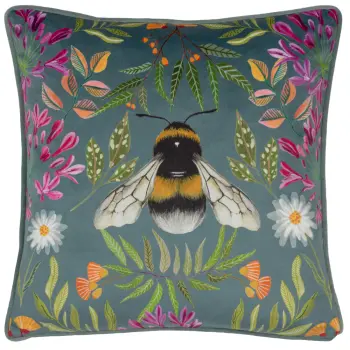 Velvet Cushion - Zinnia Bee
