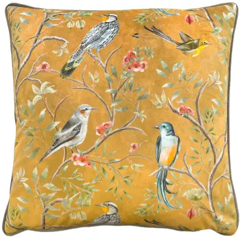 Velvet Orient Chinoiserie Cushion - Gold