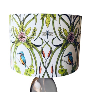 Handmade Lampshade - Kingfisher and Bullrush