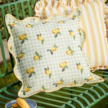 Garden Cushion - Fruit -Lemons and Gingham