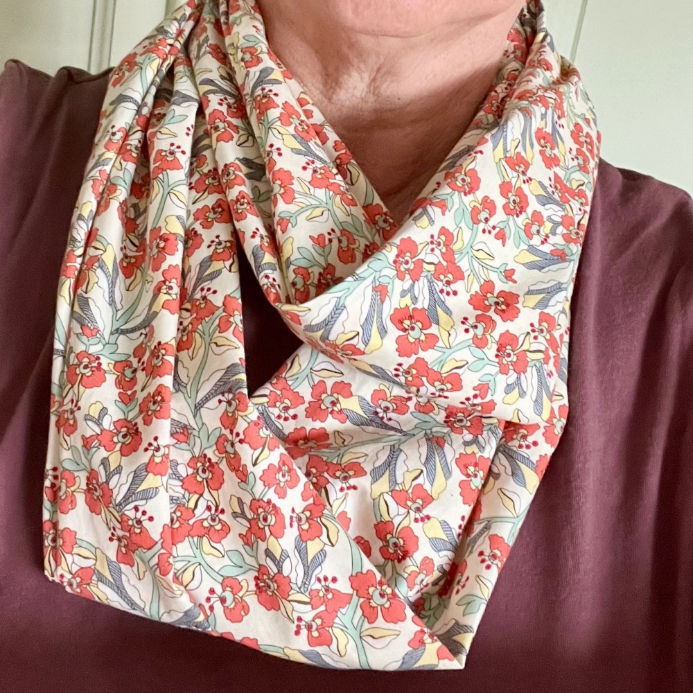 Handmade Infinity Scarf - Orange Floral