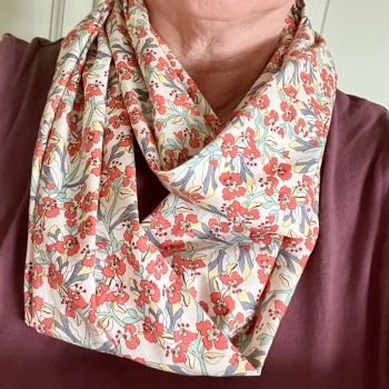 Handmade Infinity Scarf - Orange Floral