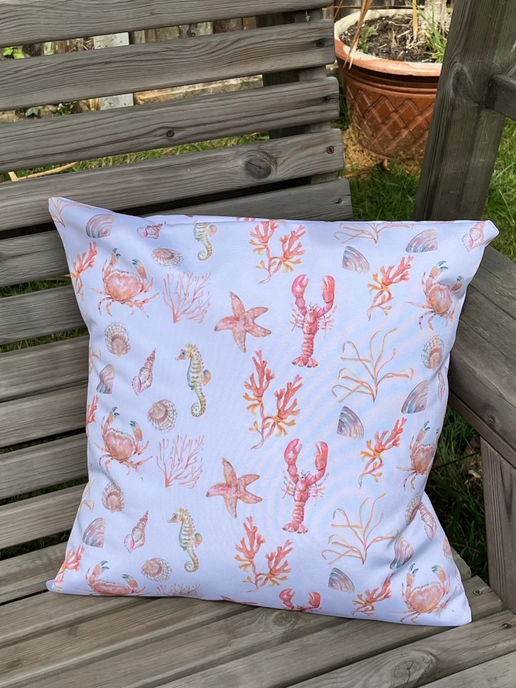 Handmade Garden Cushion - Sealife - Coral