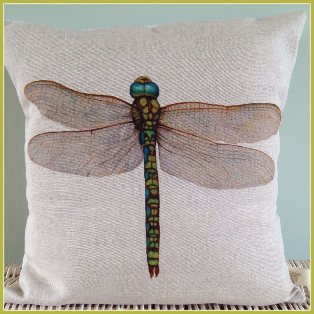 Linen Dragonfly  Cushion