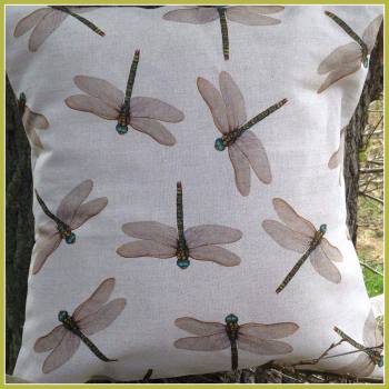 Linen Dragonfly Swarm Cushion