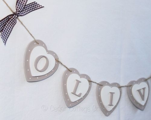 Personalised Double Heart BuntingLovely double hearts in two colours person