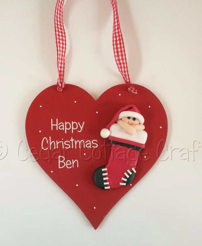 Personalised First Christmas Fimo Stocking Baby heart